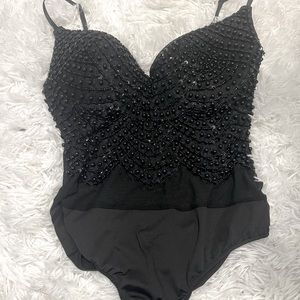 Black sequins body suit